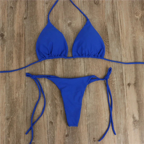 Conjunto De Bikini Tipo Tanga Con Lazo Lateral Para Mujer, E