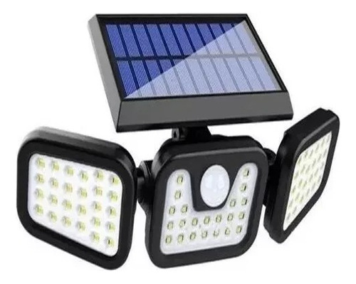 Foco Led Solar 3 Cabezas Giratoria Sensor De Movimiento