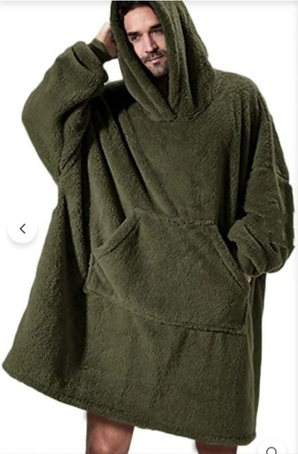 Maxi Buzo Manta Canguro Oversize De Peluche Unisex Capucha