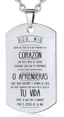 Collar Dije Corazón Amor Hijo Grabado Láser Personalizado