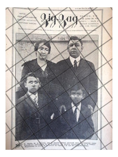 Afiche Antiguo Adolfo De La Huerta Y Su Familia 1920