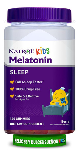 Natrol Kids - Melatonin Sleep - 140 gomitas con sabor a bayas - Melatonina