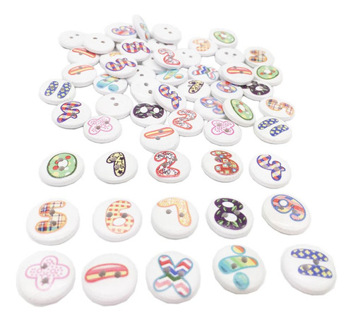 2 X 100 Piezas De Botones De , 2 Agujeros, Números, ,