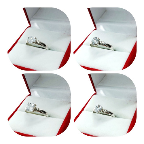 Imagen 5 de 7 de Anillo Cintillo Solitario Cubic Compromiso Boda Plata 925