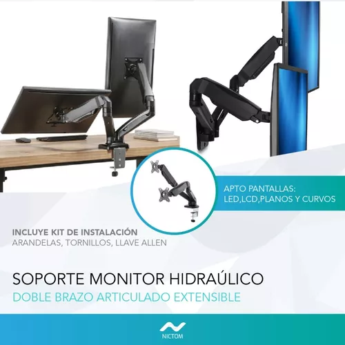 Soporte Tv /Monitor Doble Brazo de Mesa Nictom SM04 13 A 27 Articulado -  NICTOM SOPORTE P AUDIO TV Y VIDEO - Megatone