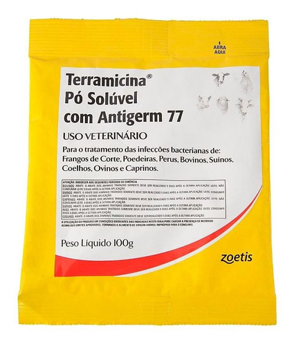 Terramicina Pó 100 Gr - Zoetis ( Solúvel C/ Antigerm )
