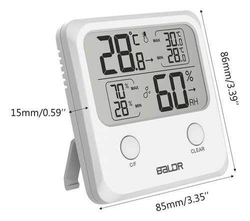 Medidor Com Display Máximo/mínimo, Termômetro Interno, Higrô