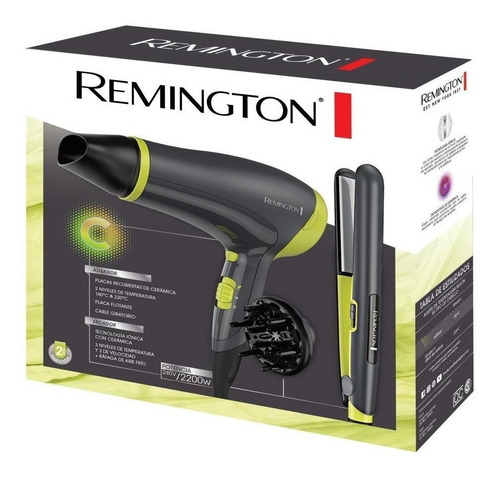 Imagen 3 de 7 de Combo Planchita De Pelo + Secador Remington D3015-s1520-a