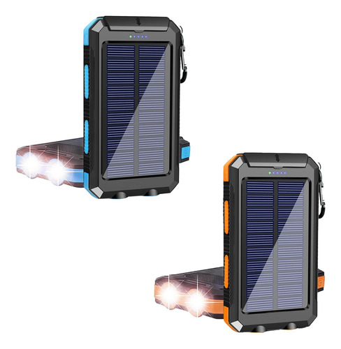 Paquete De 2 Cargadores Solares De Teléfono De  Mah, Banco D