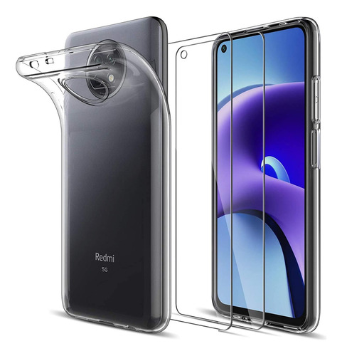 Funda Silicona Tpu Suave Carcasa Para Redmi Note 9t 5g+mica Transparente Redmi Note 9t 5g