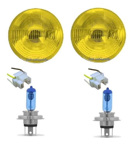 Farol Bloco H4 Sealed Beam Corcel 1 Belina 1 Amarelo 180mm