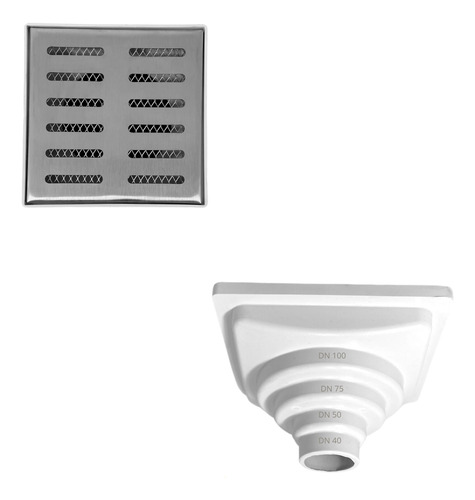 Ralo Inox 304 Palito 15x15 Multi Saída Branco Com Telas