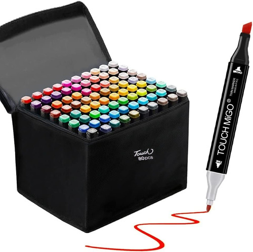 Marcadores Doble Punta Pincel Set Rotuladore Dibujo80colores