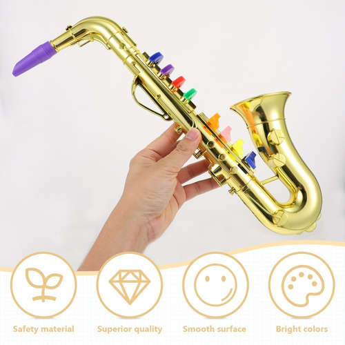 Imagen 6 de 10 de Saxofón Juguete 8 Teclas Musical Simulación Práctica Niños