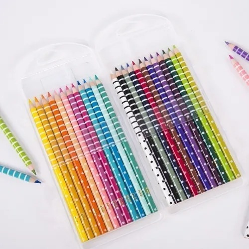 Kiut 24 Colores De Madera En Estuche De Plastico Lapicera