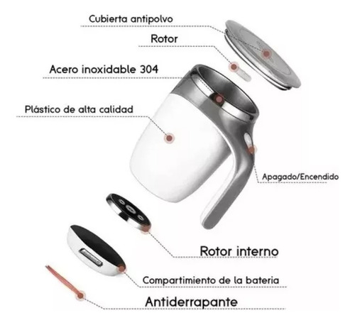 Taza Mezcladora Automática Agitador Bebidas Termo Acero
