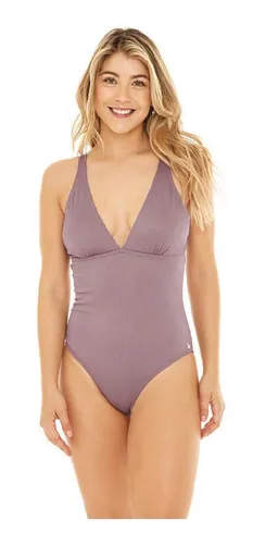 Mujer Traje De Baño H2o Wear Halter Textura Rib Uva