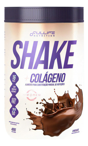 Shake Substituto De Refeição C/ Colágeno 400g Fullife Sabor Chocolate