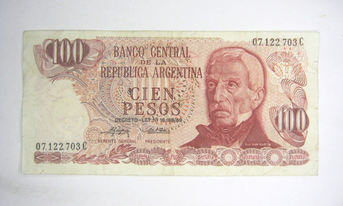 Bcra 100 $ Ley 18.188 San Martin Serie C Bottero 2399 (Usado)