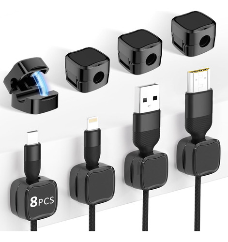 8 Pcs Organizador De Cables,magnéticos Canaletas Clip Cable