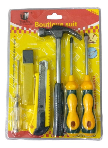 Kit 5 Herramientas Manuales Martillo Cutter 2 Desarmadores