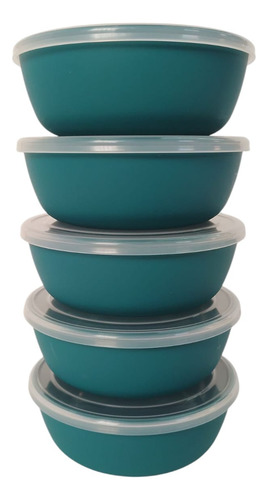 Bowl Compotera Con Tapa X10 Apilables Apto Freezer Y Microo Verde Oscuro