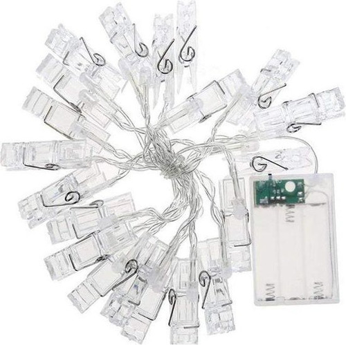 Guirnalda Cadena Ganchos Luces Led Decorativos 3 Mts 20 Clip