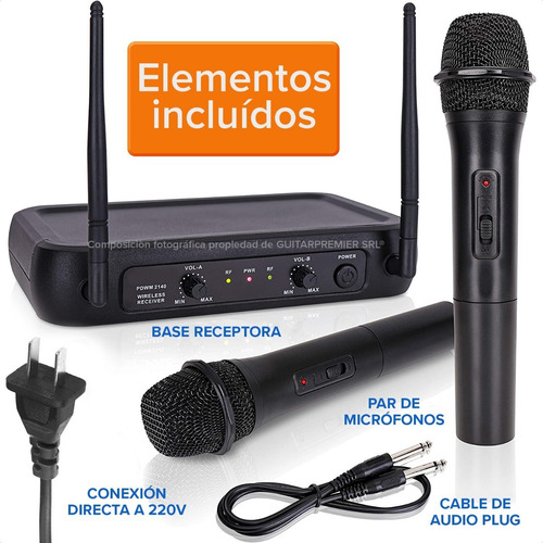 Combo 2 Microfonos Inalambricos + 2 Pie + 2 Pipetas + Cable