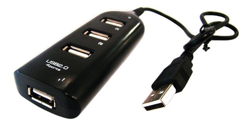 Imagem 1 de 2 de Hub Adaptador 4 Portas Usb 2.0 Mb84089 Preto Mbtech