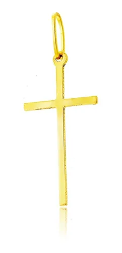 comprar Pingente Cruz Ouro 18k Crucifixo Palito Espelhado Liso