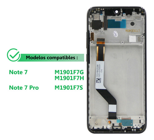 Okbichi Pantalla Para Xiaomi Redmi Note7 Con Marco M1901f7g, M1901f7h, M1901f7i, M1901f7s