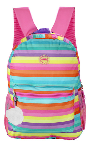 Mochila Clio Style Listrada Colorida Casual 17  Multiuso