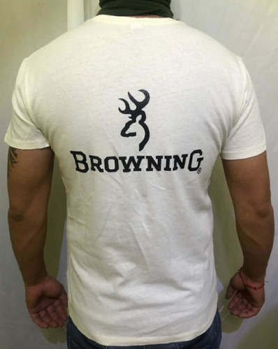 Browning Playera Con Logo En Pecho Y Espalda Beige Mediana (Usado)