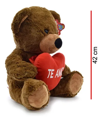Oso De Peluche Sentado 3 Colores Con Corazon 42 Cm
