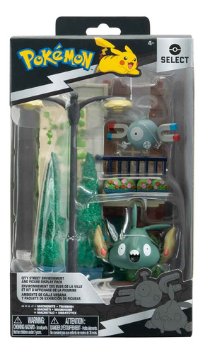 Boneco Pokémon Magnemite E Trubbish E Cenário Pokémon Select