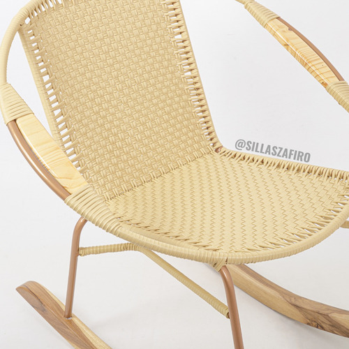 Silla Mecedora Artesanal Tejida En Mimbre Moderna Jardín
