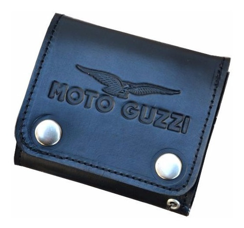 Billetera Moto Guzzi Biker Con Cadena Rider Cuero Genuino