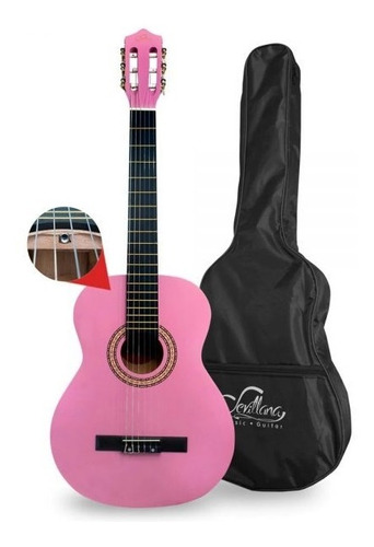 Guitarra Sevillana Rosada 39 Pulgadas Con Alma Y Funda