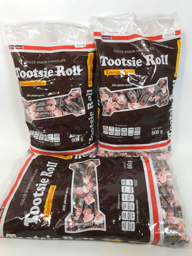 3 Bolsas 200 Pz Dulce Tootsie Roll Chicloso Chocolate Tutsi