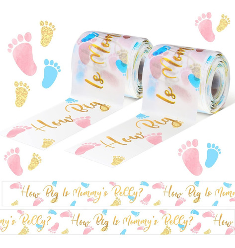 2 Rolls Tummy Measuring Tape Baby Shower Game Belly Measure 