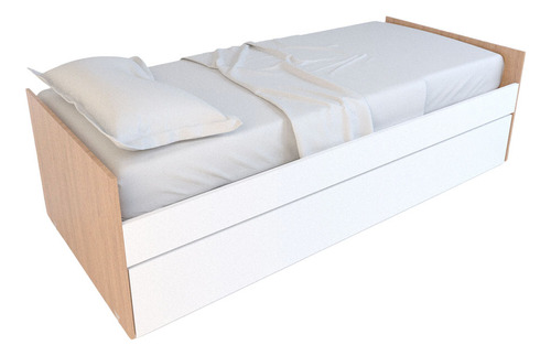 Cama 1 Plaza Nido 80x190cm Melamina Blanco / Olmo Dormitorio Marinera Doble Ballsellings