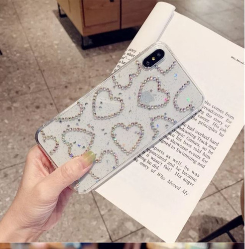Imagen 2 de 10 de Funda Para iPhone 7 8 Plus Xs Xr Max Glitter Corazon Strass