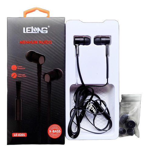 Fone De Ouvido In-ear Super Graves Bass Borracha Sem Ruidos Cor Preto