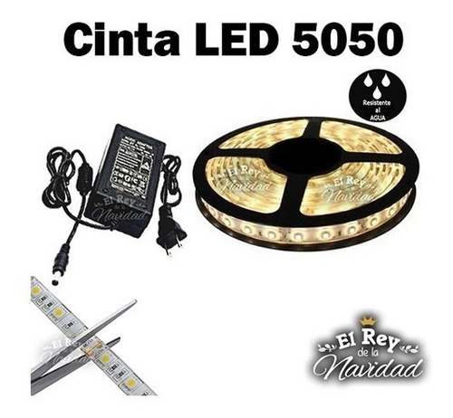 Cinta Luz Led 5050 Calida + Fuente Ideal Alacenas Bar Barras