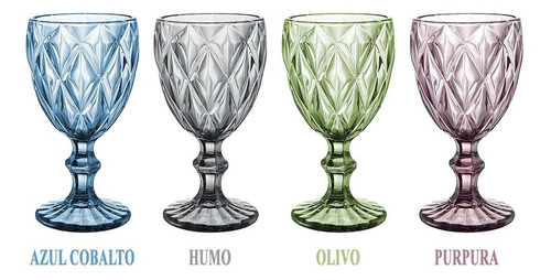 Imagen 8 de 8 de Juego 6 Copas De Vino Aguas Cristal Labrado Vidrio Colores