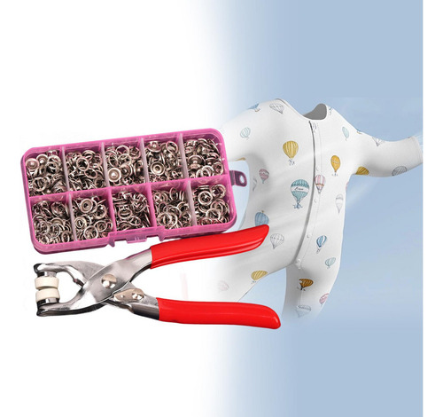 Broches De Metal Botones Accesorios Juego B 100 Con Apilador