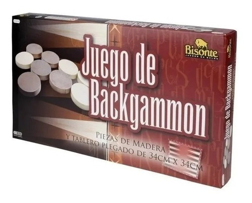 Backgammon Juego De Mesa Bisonte Piezas Madera 34 Cm X 34 Cm