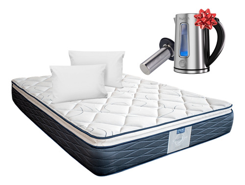 Colchón Matrimonial Restonic Mooncare + 2 Almohadas + Tetera Color Maverick Azul