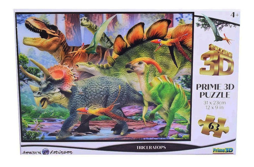 Puzzle X 63 Piezas 3d Dinos Triceratops Jeg P10773 El Gato