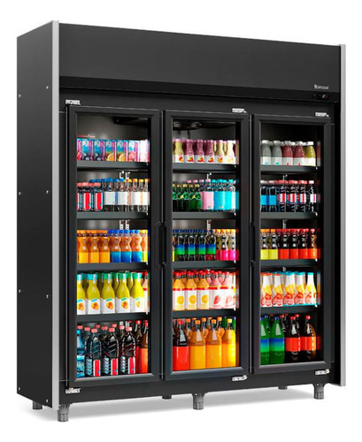 Refrigerador vertical de autoservicio 1200 litros todo negro Co Color Black 220v